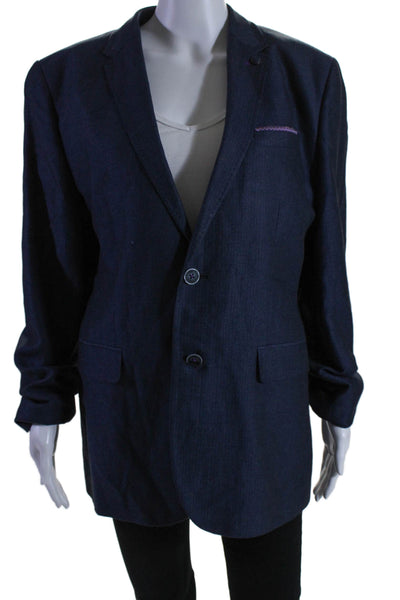 Ted Baker London Womens Cotton Navy Two Button Long Sleeve Blazer Size 4