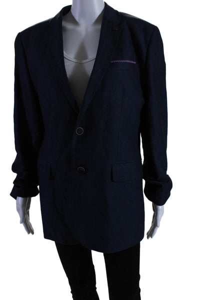 Ted Baker London Womens Cotton Navy Two Button Long Sleeve Blazer Size 4