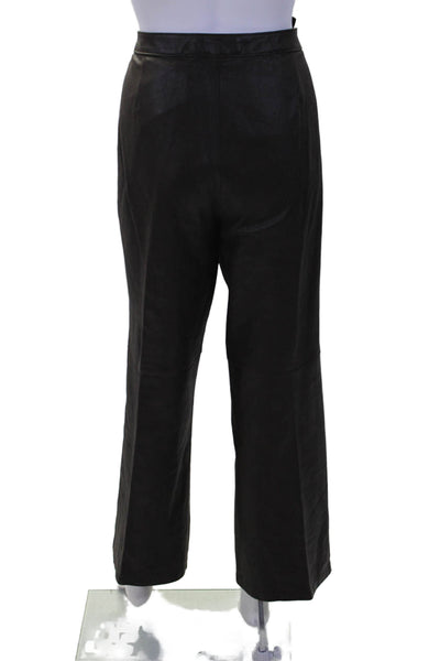 Yansi Fugel Womens Zipper Fly High Rise Straight Leg Leather Pants Brown Size 12