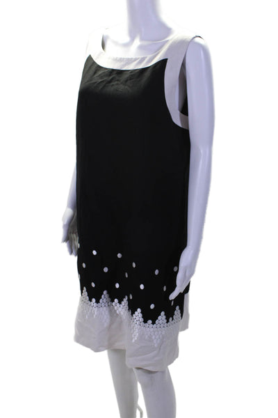 Jessica Howard Womens Back Zip Scoop Neck Embroidered Dress Black White Size 16