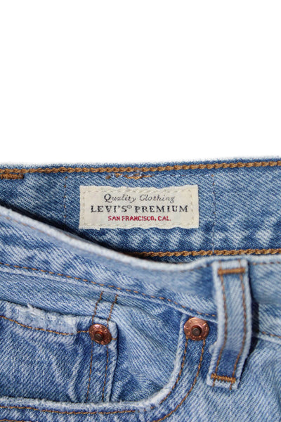 Levis Womens Cotton Denim Mid Rise Distressed Wedgie Straight Jeans Blue Size 24