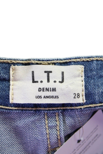 L.T.J Denim Womens Cotton Distressed High Rise Siena Mom Jeans Blue Size 28