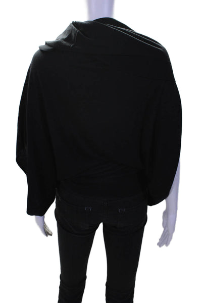 Designer Womens Short Sleeve Turtleneck Pullover Sweater Black Medium