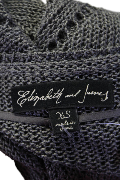 Elizabeth and James Womens Long Sleeve Open Knit Sweater Gray Size XS