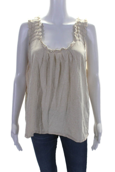 Marc By Marc Jacobs Sleeveless Ruffle Scoop Neck Flowy Sparkly Top Beige Size L