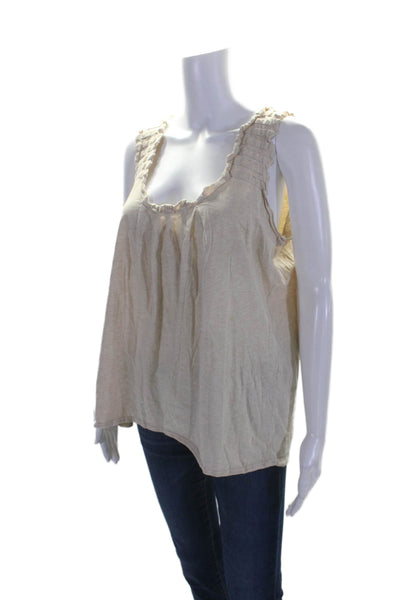 Marc By Marc Jacobs Sleeveless Ruffle Scoop Neck Flowy Sparkly Top Beige Size L