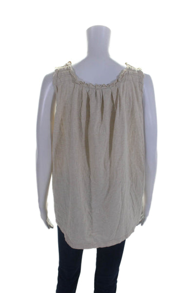 Marc By Marc Jacobs Sleeveless Ruffle Scoop Neck Flowy Sparkly Top Beige Size L