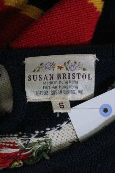 Susan Bristol Womens Bow Detail Long Sleeve Mini Sweater Dress Navy Size S