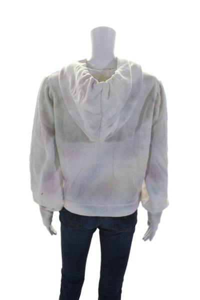 Love Shack Fancy Womens Pullover Tie Dyed Hoodie Sweater White Multi Size XS