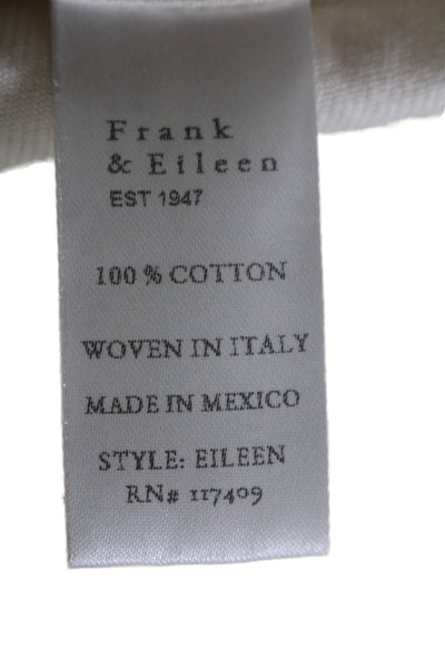 Frank & Eileen Womens Button Front Collared Pocket Shirt White Cotton Size XS