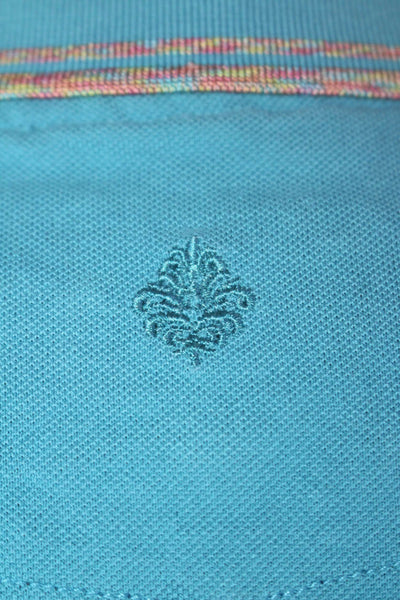 Robert Graham Mens Cotton Paisley Embroidery Short Sleeve Polo Top Blue Size 2XL