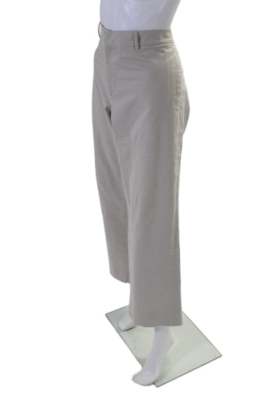 Theory Womens Cotton High Rise Flat Front Straight Leg Trousers White Size 36