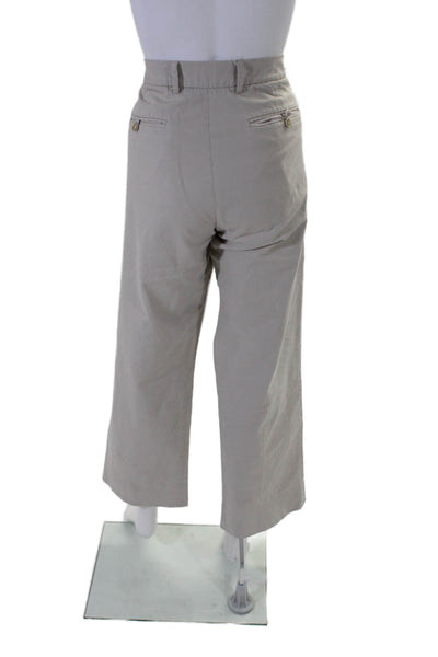 Theory Womens Cotton High Rise Flat Front Straight Leg Trousers White Size 36