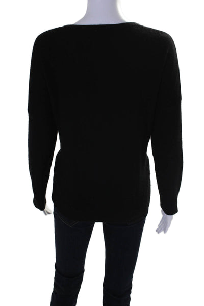 Notshy Womens Long Sleeve V Neck Tight Knit Sweater Cashmere Black Small