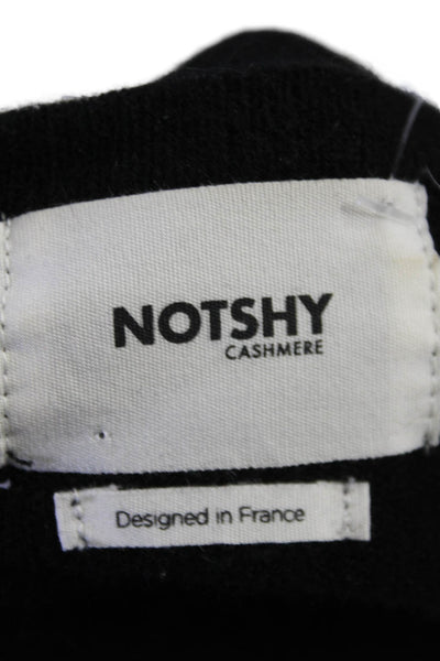 Notshy Womens Long Sleeve V Neck Tight Knit Sweater Cashmere Black Small