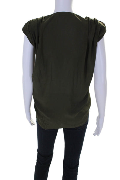 IRO Womens V Neck Sleeveless Pullover Flare Blouse Green Size 34