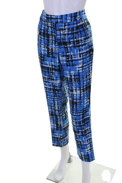 J Crew Womens Wool Blend Abstract Print Mid-Rise Pants Trousers Blue Size 6