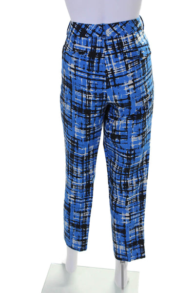 J Crew Womens Wool Blend Abstract Print Mid-Rise Pants Trousers Blue Size 6