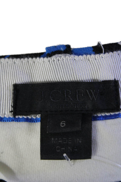 J Crew Womens Wool Blend Abstract Print Mid-Rise Pants Trousers Blue Size 6