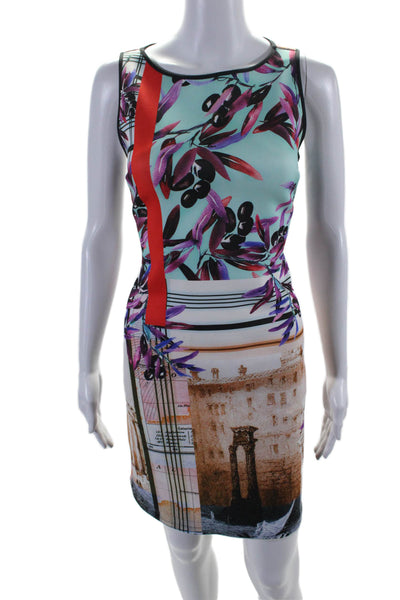 Clover Canyon Womens Multicolor Graphic Boat Neck Sleeveless Shift Dress Size M