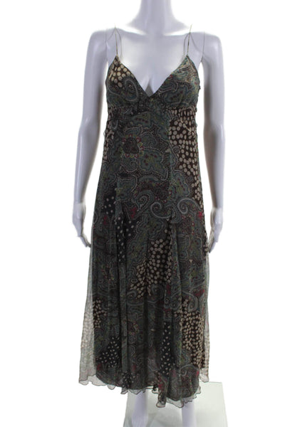 M By M. Kalan Womens Silk Multicolor Paisley Sleeveless A-line Dress Size XS