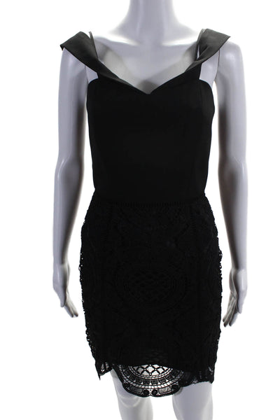 Adelyn Rae Womens Black Lace Cold Shoulder Sleeveless Shift Dress Size XS