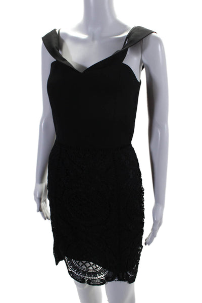 Adelyn Rae Womens Black Lace Cold Shoulder Sleeveless Shift Dress Size XS