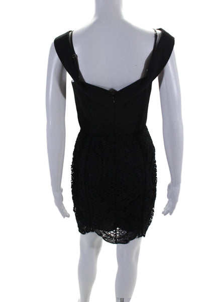 Adelyn Rae Womens Black Lace Cold Shoulder Sleeveless Shift Dress Size XS