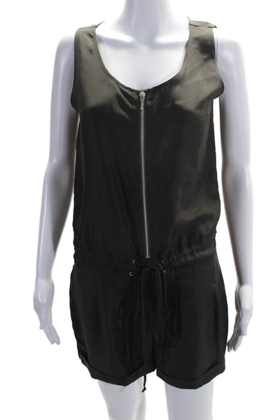 Robbi & Nikki Womens Black Scoop Neck Zip Front Sleeveless Romper Size M