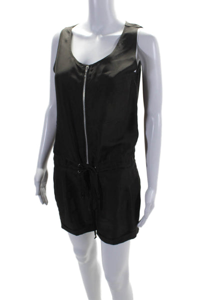 Robbi & Nikki Womens Black Scoop Neck Zip Front Sleeveless Romper Size M