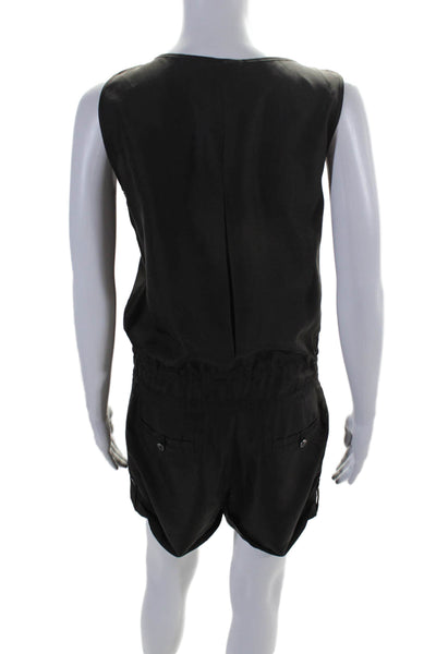 Robbi & Nikki Womens Black Scoop Neck Zip Front Sleeveless Romper Size M