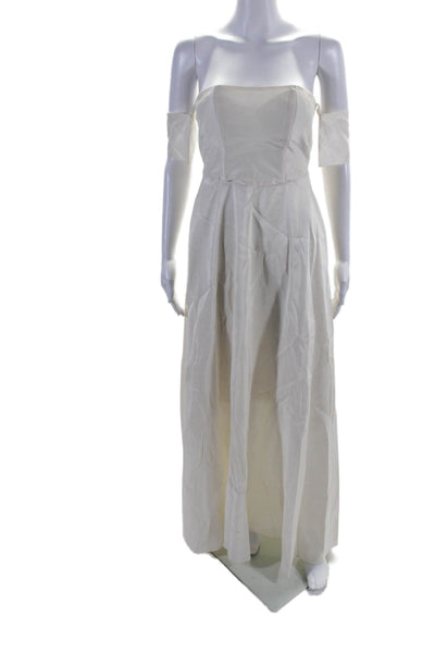 Morgane Le Fay Womens Off Shoulder Maxi Gown White Size S