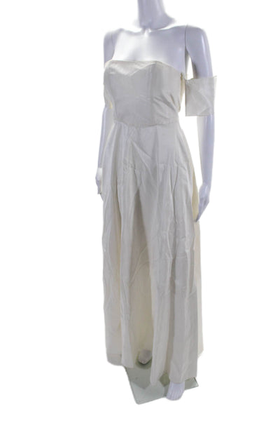 Morgane Le Fay Womens Off Shoulder Maxi Gown White Size S