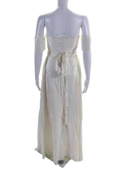 Morgane Le Fay Womens Off Shoulder Maxi Gown White Size S