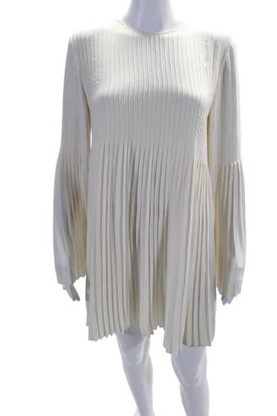 Elizabeth and James Womens Long Sleeve Pleated  Shift Dress White Size XS