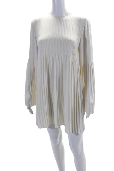 Elizabeth and James Womens Long Sleeve Pleated  Shift Dress White Size XS