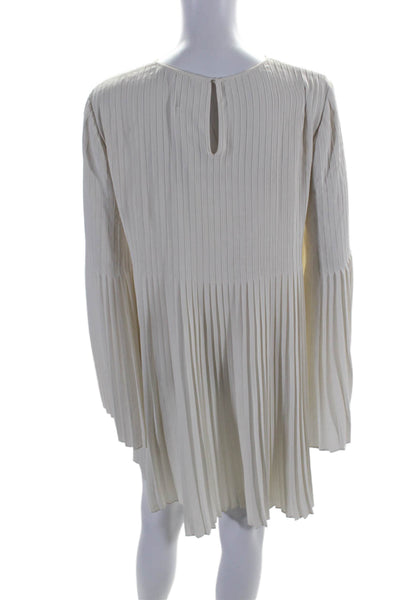 Elizabeth and James Womens Long Sleeve Pleated  Shift Dress White Size XS