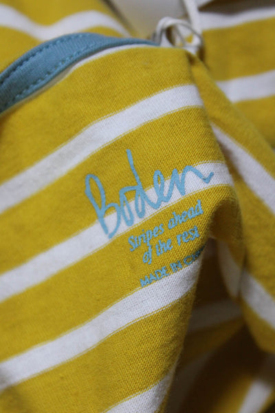 Boden Women's Round Neck Long Sleeves Basic T-Shirt Yellow Striped Size 8