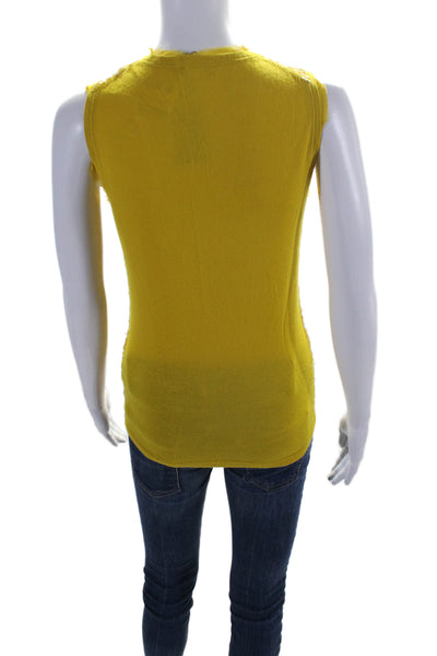 J Crew Women's V-Neck Sleeveless Sequin Tank Top Blouse Mustard Yellow Size S