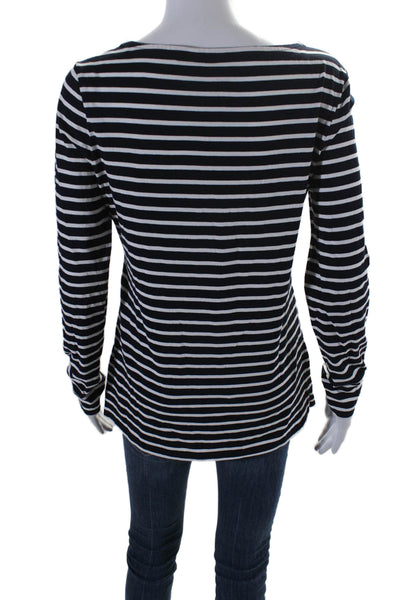 Boden Women's Round Neck Long Sleeves Basic T-Shirt Black White Striped Size 8