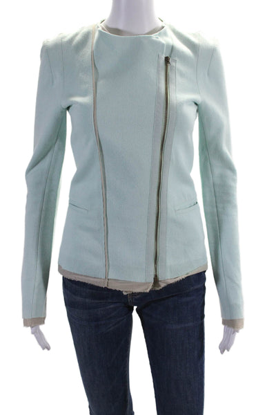 Hotel Particulier Womens Cotton Light Blue Full Zip Long Sleeve Jacket Size S