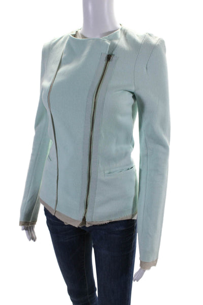 Hotel Particulier Womens Cotton Light Blue Full Zip Long Sleeve Jacket Size S