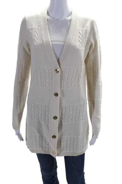 Vineyard Vines Women's V-Neck Long Sleeves Button Down Cardigan Cream Size M