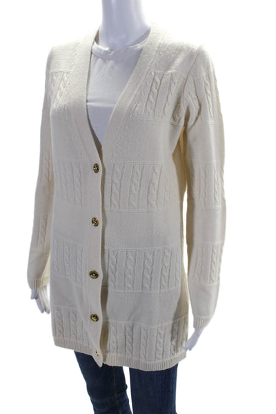 Vineyard Vines Women's V-Neck Long Sleeves Button Down Cardigan Cream Size M