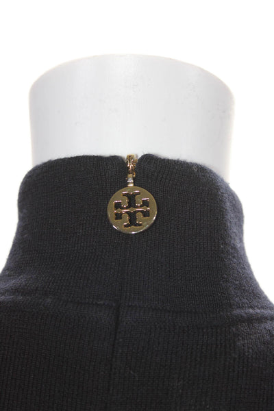 Tory Burch Women's Collared Long Sleeves Pullover Tunic Sweater Blue Size M