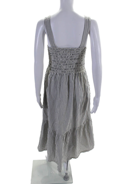 Everlane Womens Cotton Striped Sleeveless Smocked Maxi Dress Gray Size M