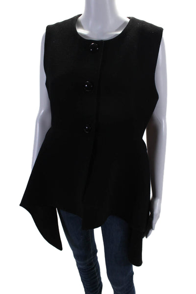 Alexis Womens Wool Sleeveless Buttoned Peplum Blouse Black Size L