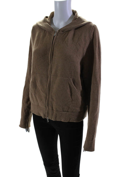 G. Womens Long Sleeve Front Zip Hoodie Sweater Brown Wool Size Extra Small