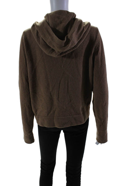 G. Womens Long Sleeve Front Zip Hoodie Sweater Brown Wool Size Extra Small