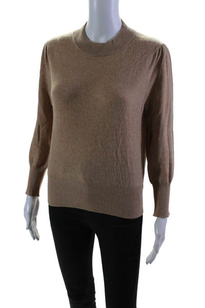 Raffi Womens Pullover Long Sleeve Crew Neck Cashmere Sweater Brown Size Small